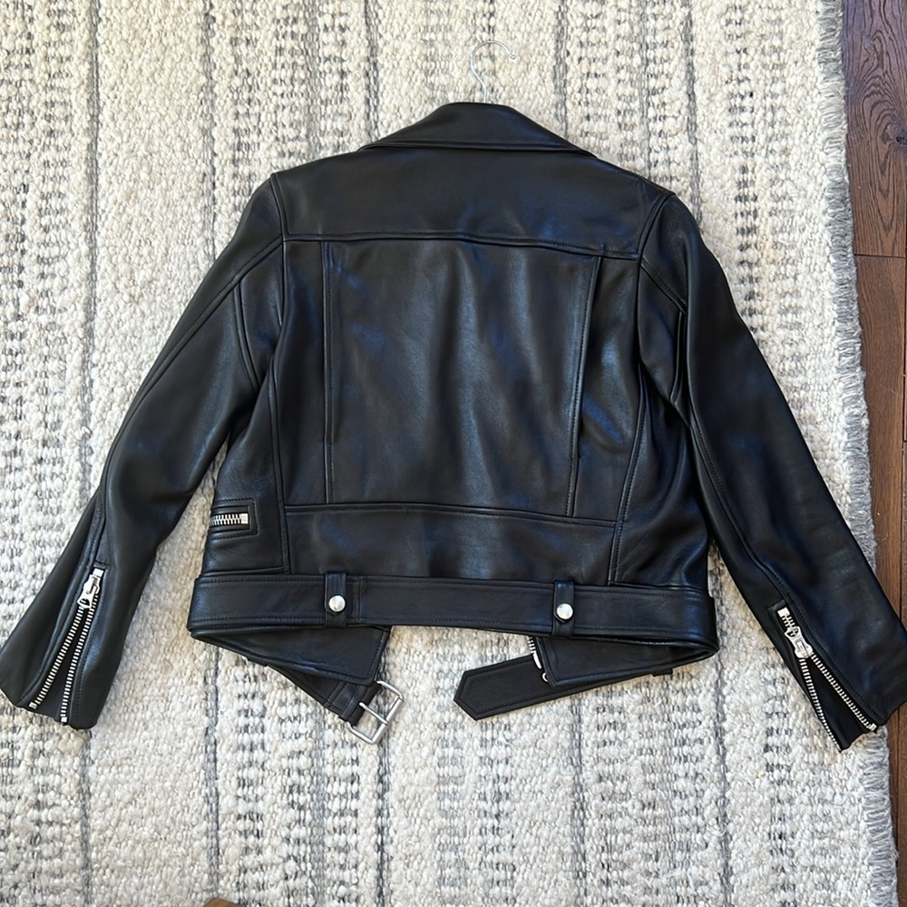 Acne Studios Black Leather Biker Jacket View 4